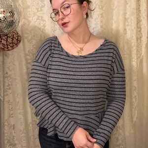 We The Free Gray Striped Top